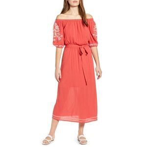 NEW Caslon Embroidered Off-the-Shoulder Maxi Dress size M